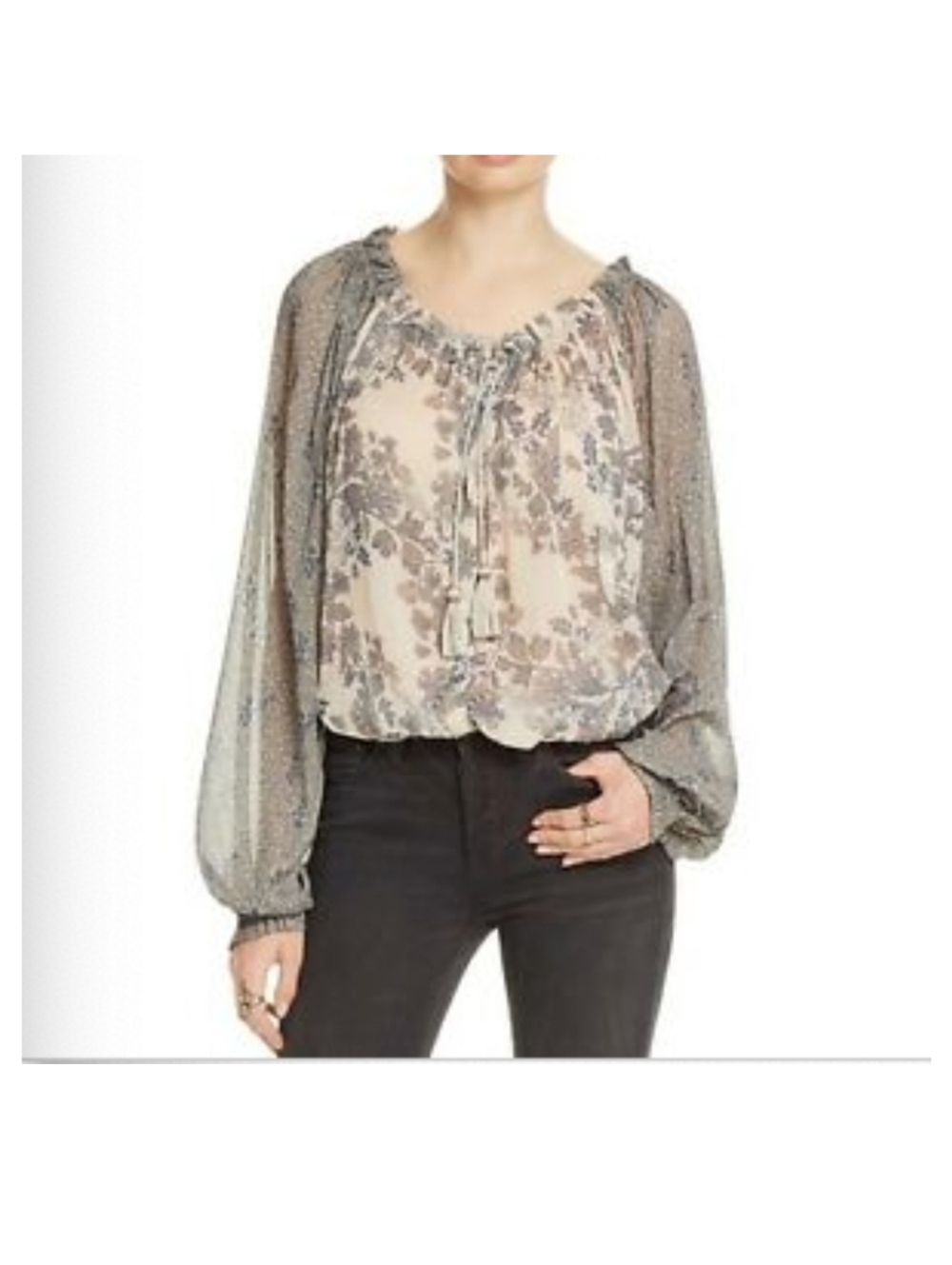 Free People Hendrix Sheer Floral Boho Blouse Size Large